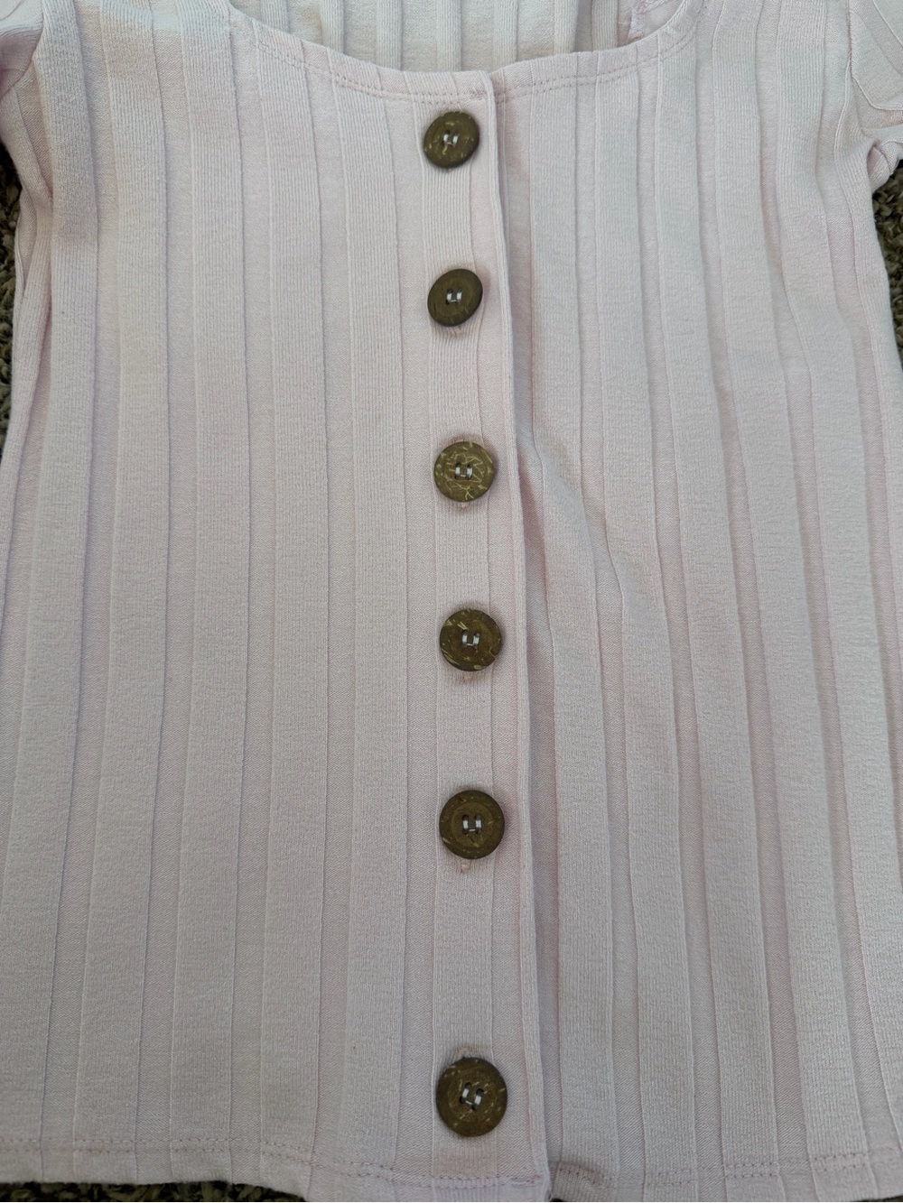 Free People Ribbed Square-Neck Button Front Top - Light Pink - Picture 3 of 11